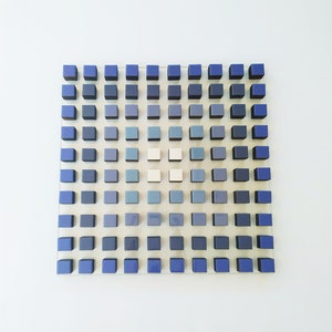 Modern Abstract Wood Wall Art: Gradient Blue Gray White 3D Decor