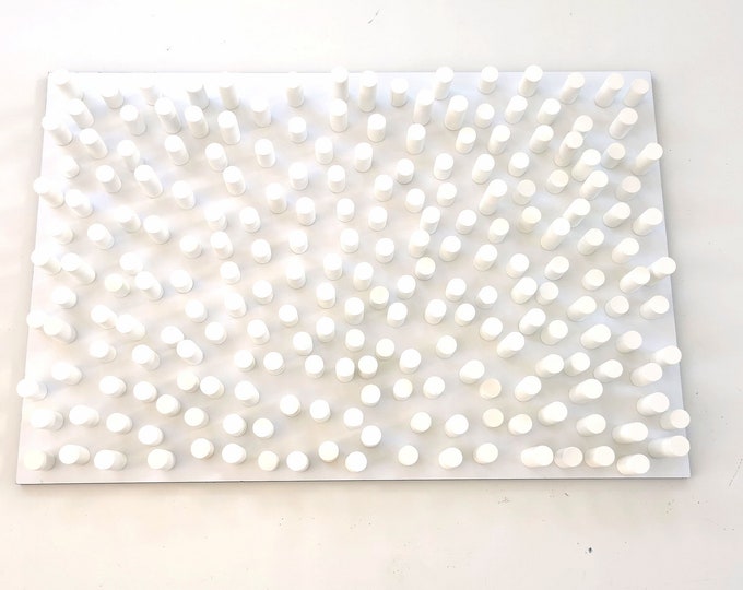 Modern white wood wall art, White Dowel art, 3D wooden wall decor, White home interior.  Geometric wall art, sculpture wall art. Minimal art