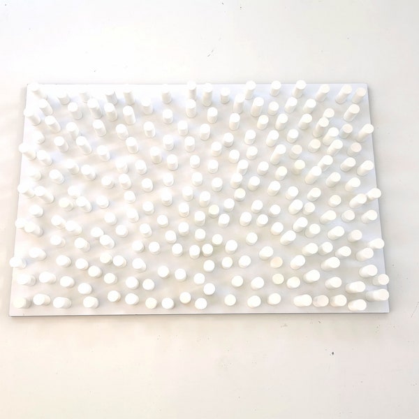 Modern white wood wall art, White Dowel art, 3D wooden wall decor, White home interior.  Geometric wall art, sculpture wall art. Minimal art