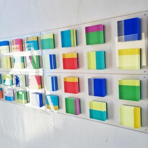 Hand Painted 3D Acrylic Block Wall Sculpture: Modern Bold Art