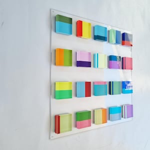 Hand-Painted Acrylic Block Wall Art: Geometric Modern Decor