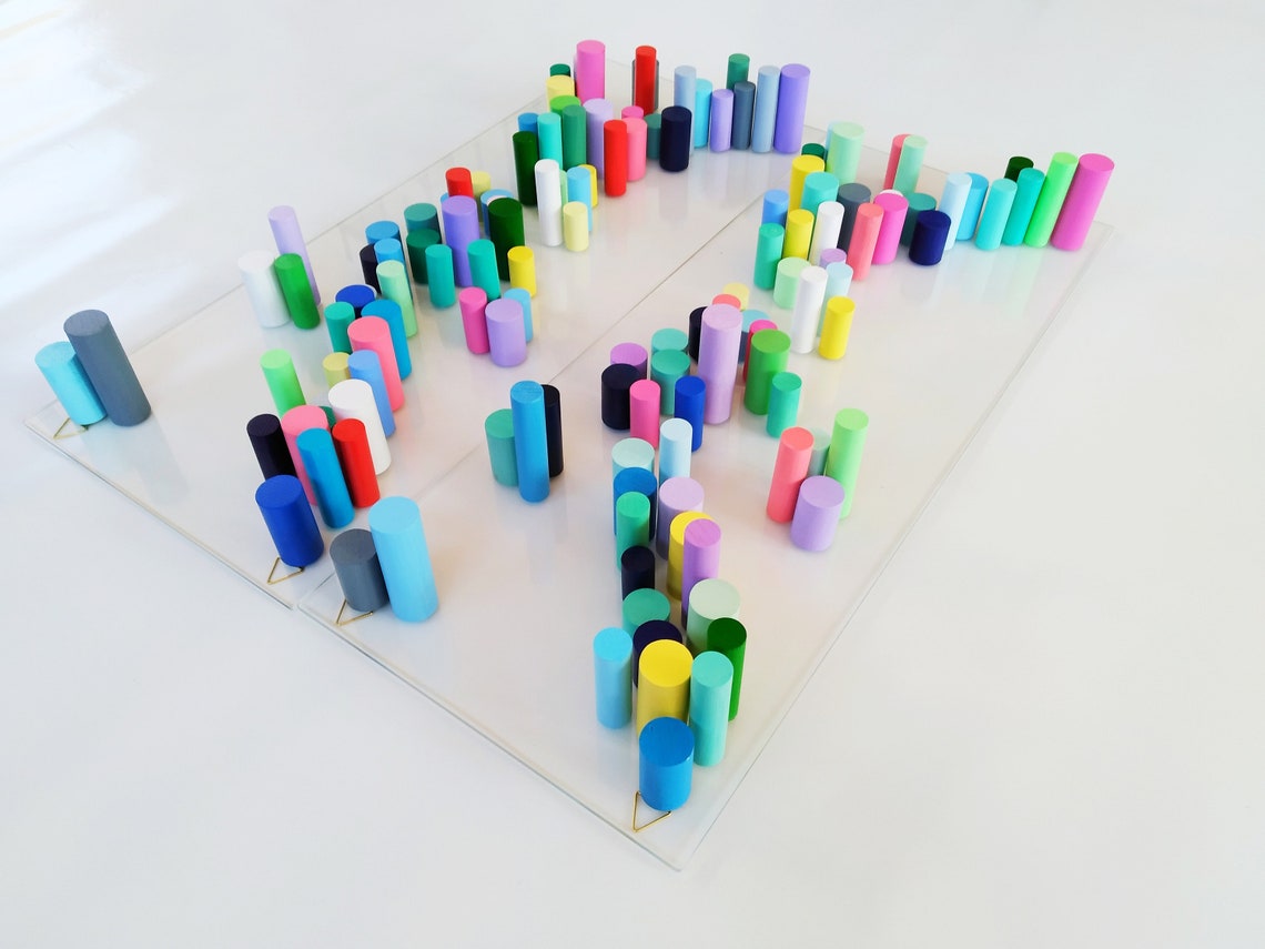 Wood Dowel Colorful Wall Art. Original and Modern Wood Wall Etsy