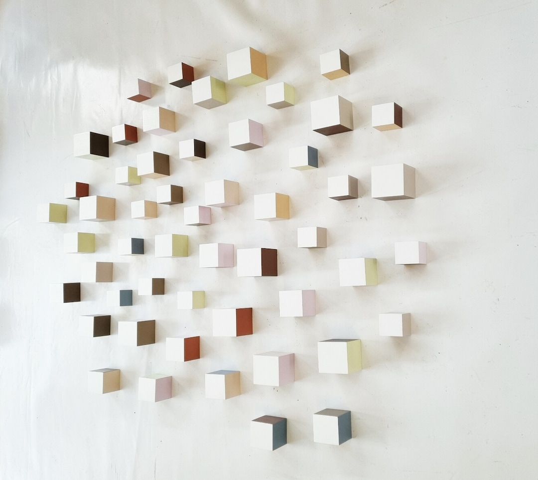 Wood Wall Decor. Cube Art. Modern and Geometric Design. 3D Wall Art