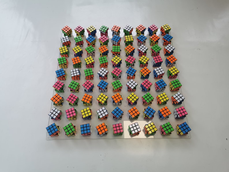 Unique Rubiks Cube wall art. Magic cube puzzle wall piece.Modern 3d sculpture. Retro vintage toy Rubik. This piece is INTERACTIVE© image 2