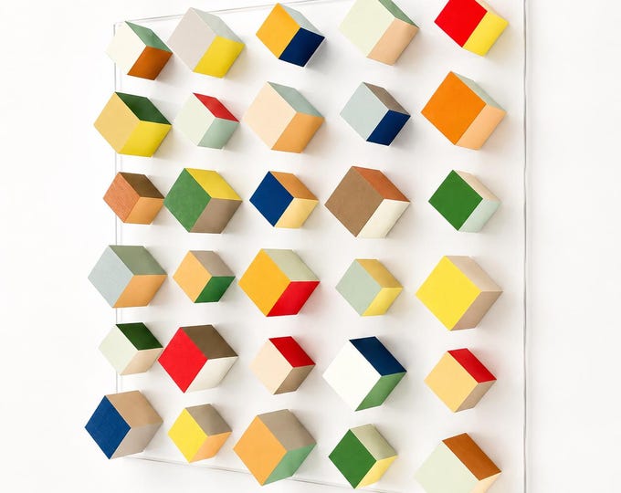 3D Wood Mosaic Wall Art: Autumn Colors, Modern Abstract Sculpture