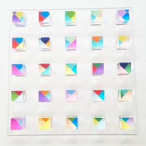 Hand-Painted Acrylic Cube Wall Art: 3D Geometric Lucite Decor