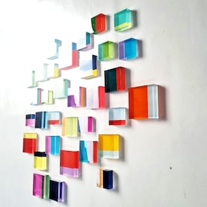 Cube wall art. Bold bright happy colors