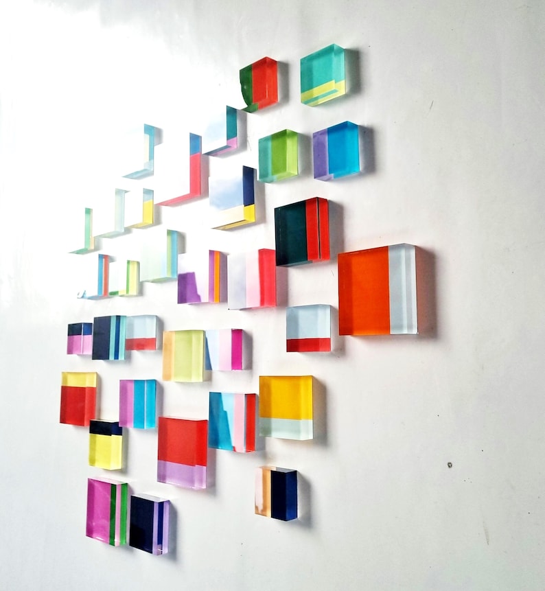 Cube wall art. Bold bright happy colors
