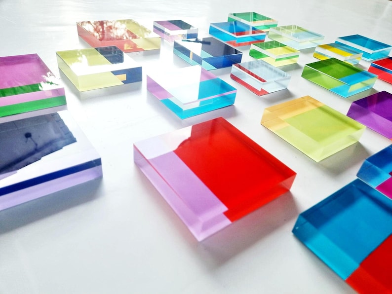 Self install acrylic cubes. Hand painted unique geometric art