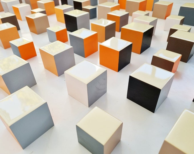 Set of cubes, hand painted with high quality,shiny epoxy resin front face.Choose the number of Self install wall art cubes. 3d art. ©