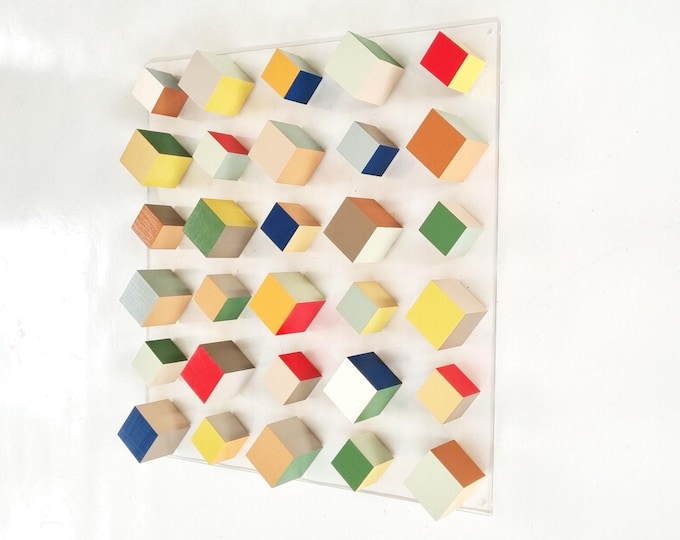 3D Wood Mosaic Wall Art: Autumn Colors, Modern Abstract Sculpture