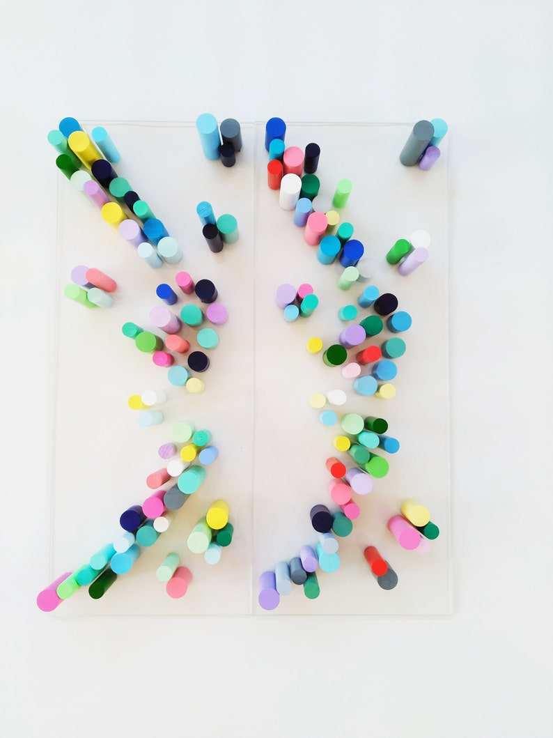 Wood Dowel Colorful Wall Art. Original and Modern Wood Wall Etsy