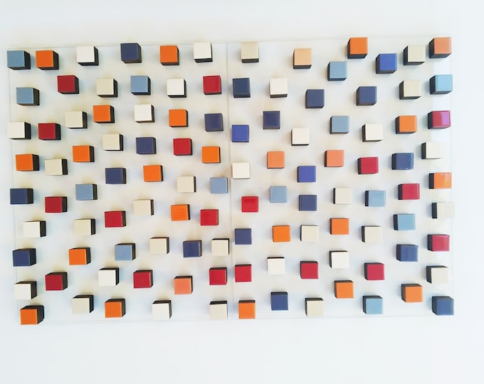 Colorful Cube Wall Art. Original bright and happy colors.© Eye-catching decoration for any modern and contemporary room or commercial space.