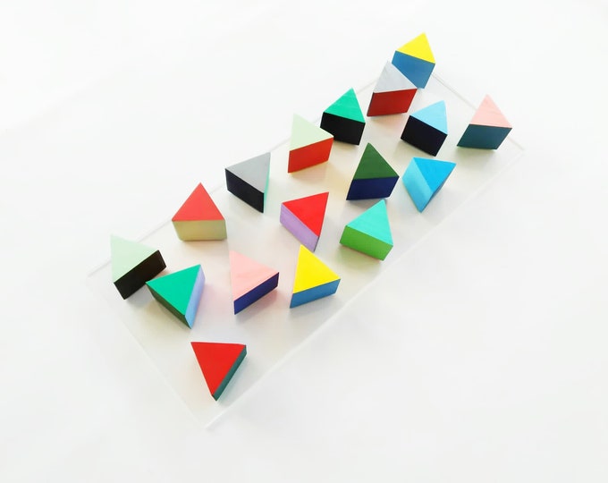 Modern Geometric Wood Wall Art | Handcrafted 3D Triangle Sculpture