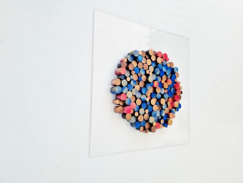 Wood wall art, Circle wood art, Dowel art. Circular Sculpture wooden art. 3 D art. Modern and fun decorations for any space in your home. © image 9