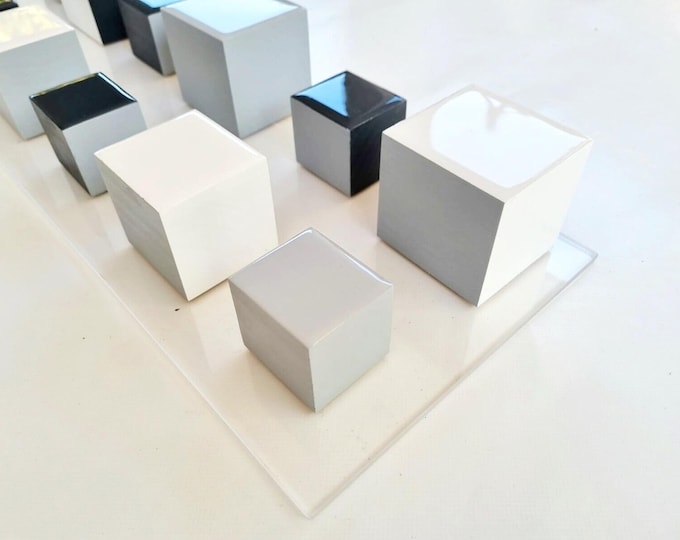 3D Wood Wall Sculpture: Black & White Modern Art with Resin (39.3" x 7.87")