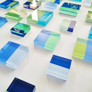 Hand Painted Acrylic Block Wall Art: Modern 3D Sculpture