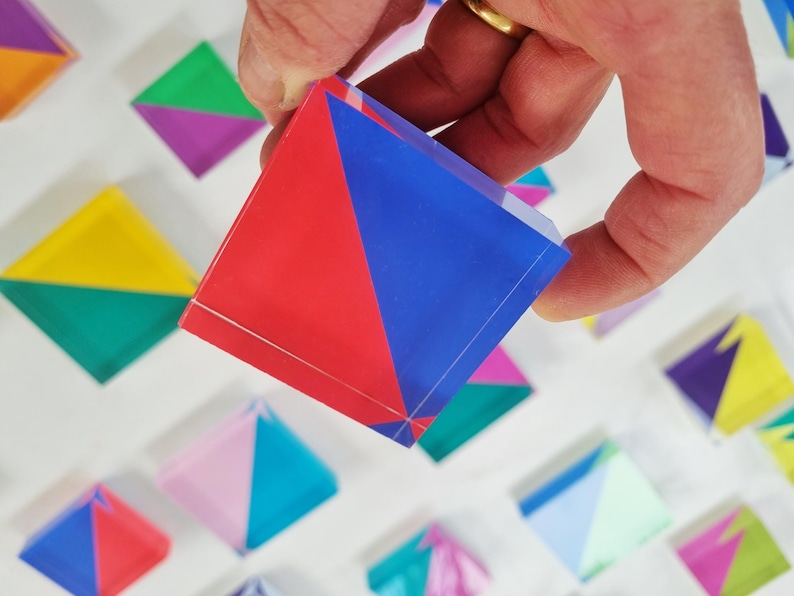Hand painted tile. Geometric design