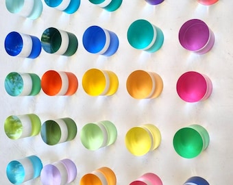 Colorful Hand-Painted Acrylic Cylinder Set | Modern 3D Wall Art | Transparent Pop Art Decor | Choose your colors and number of cylinders