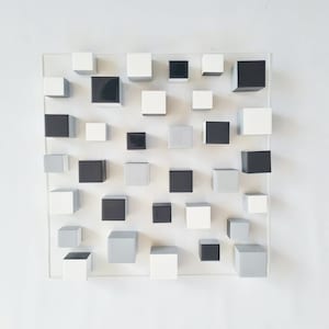 Geometric Wood Wall Art: Modern 3D Sculpture with Resin Finish