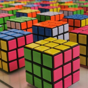 Unique Rubiks Cube wall art. Magic cube puzzle wall piece.Modern 3d sculpture. Retro vintage toy Rubik. This piece is INTERACTIVE© image 9