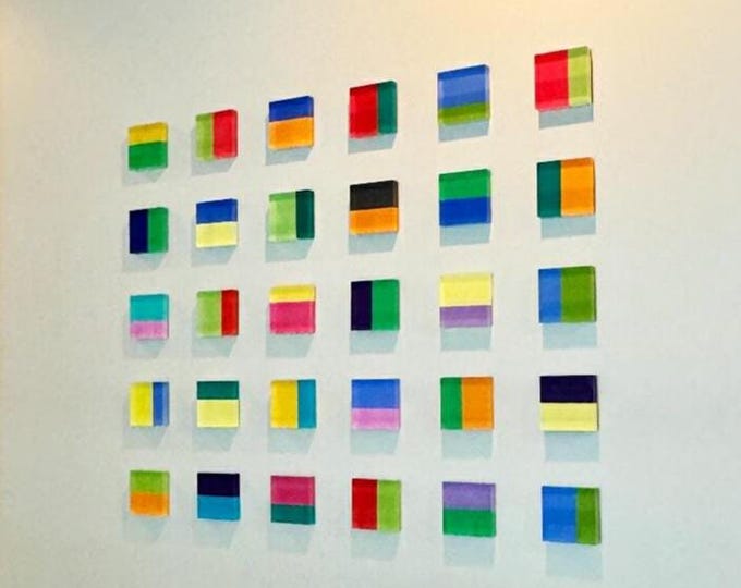 Large Acrylic Block Art – Pack of 3D Geometric Cubes, Hand-Painted  bold and colorful design– Small/Medium/Large Choose your colors & sizes