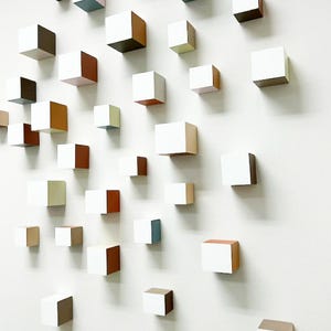 White Cube Art. Wood Wall Art, Modern Decoration. 3D Wall Art, Block ...