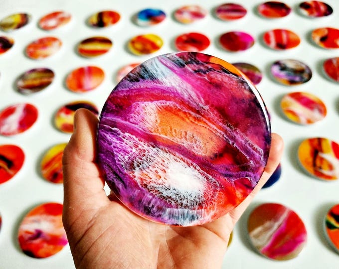 Colorful Wood Circles, Floating 3D Wall Installation, Handmade Resin Sculpture, Geometric Modern Decor, Choose Quantity & Layout
