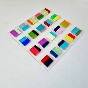 Hand Painted Acrylic Blocks, Floating 3D Geometric Wall Sculpture, Custom Lucite Installation, Colorful Modern Decor image 6