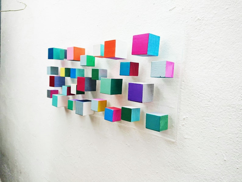 Different and Colorful Wood Art Piece.© Ideal for Any Space. Etsy Ireland