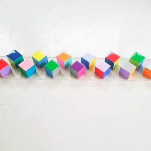 Hand-Painted Wooden Cube Wall Art: Colorful Acrylic Panel, Modern Decor