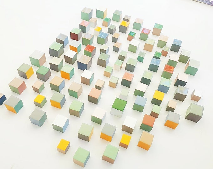 PACKS of hand painted cubes with high quality,shiny epoxy resin front face. Japandi colors.Choose the number of Self install wallart cubes ©