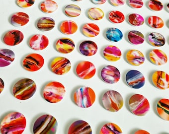 Pack of 3d round Circles. Wood wall art. Hand painted 3d art . Happy colorful wall art with resin finish on top. Sunset & Sunrise colors