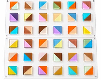 Acrylic 3D Wall Art, Colorful Cube Design, Geometric Sculpture, Modern Abstract Decor, Hand Painted Lucite, Contemporary Artwork
