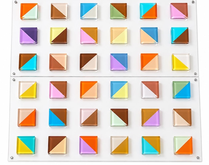 Acrylic 3D Wall Art, Colorful Cube Design, Geometric Sculpture, Modern Abstract Decor, Hand Painted Lucite, Contemporary Artwork