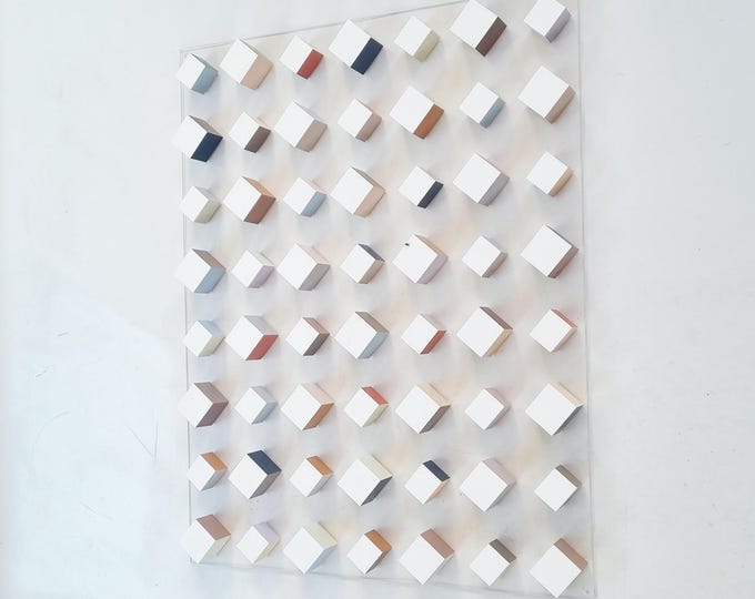 3D Effect Wooden Blocks: Modern Minimalist Wall Decor, Custom Colors