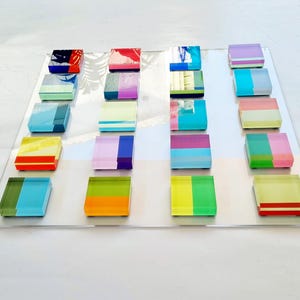 Hand Painted Acrylic Blocks, Floating 3D Geometric Wall Sculpture, Custom Lucite Installation, Colorful Modern Decor image 10