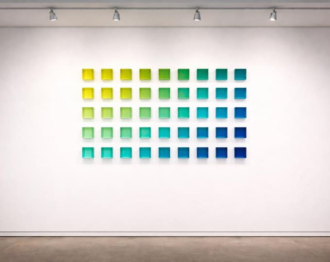 Modern large 3D Acrylic Cube Wall Art – Hand-Painted Gradient Wall Sculpture, Contemporary Geometric Wall Installation