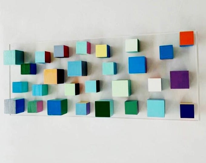 3D Wood Cube Wall Art: Geometric Modern Sculpture