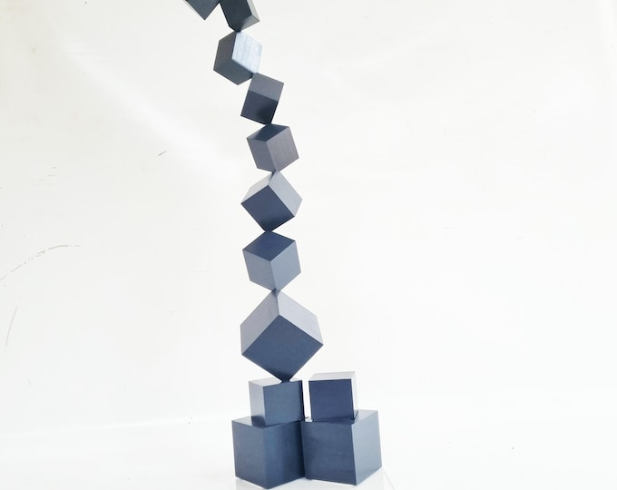 Black Wood Wall Sculpture, Geometric Cubes, Modern 3D Decor, Handcrafted Minimalist Art