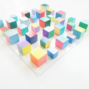 Wood wall art. Cube art, modern and contemporary wall decor. Hand made & hand painted, ideal for any space. 3D Wooden cube