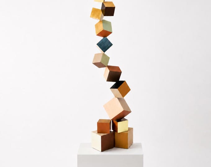 Wood Sculpture in neutral colors. 3d art. Perfect design for modern decoration.  Minimal decor
