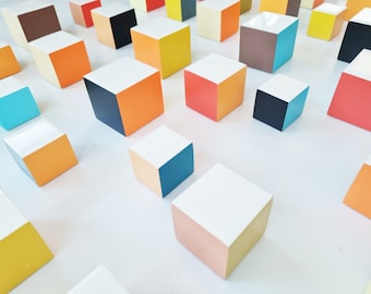 3D Wood Cube Wall Art: Modern Sculpture, Resin Finish