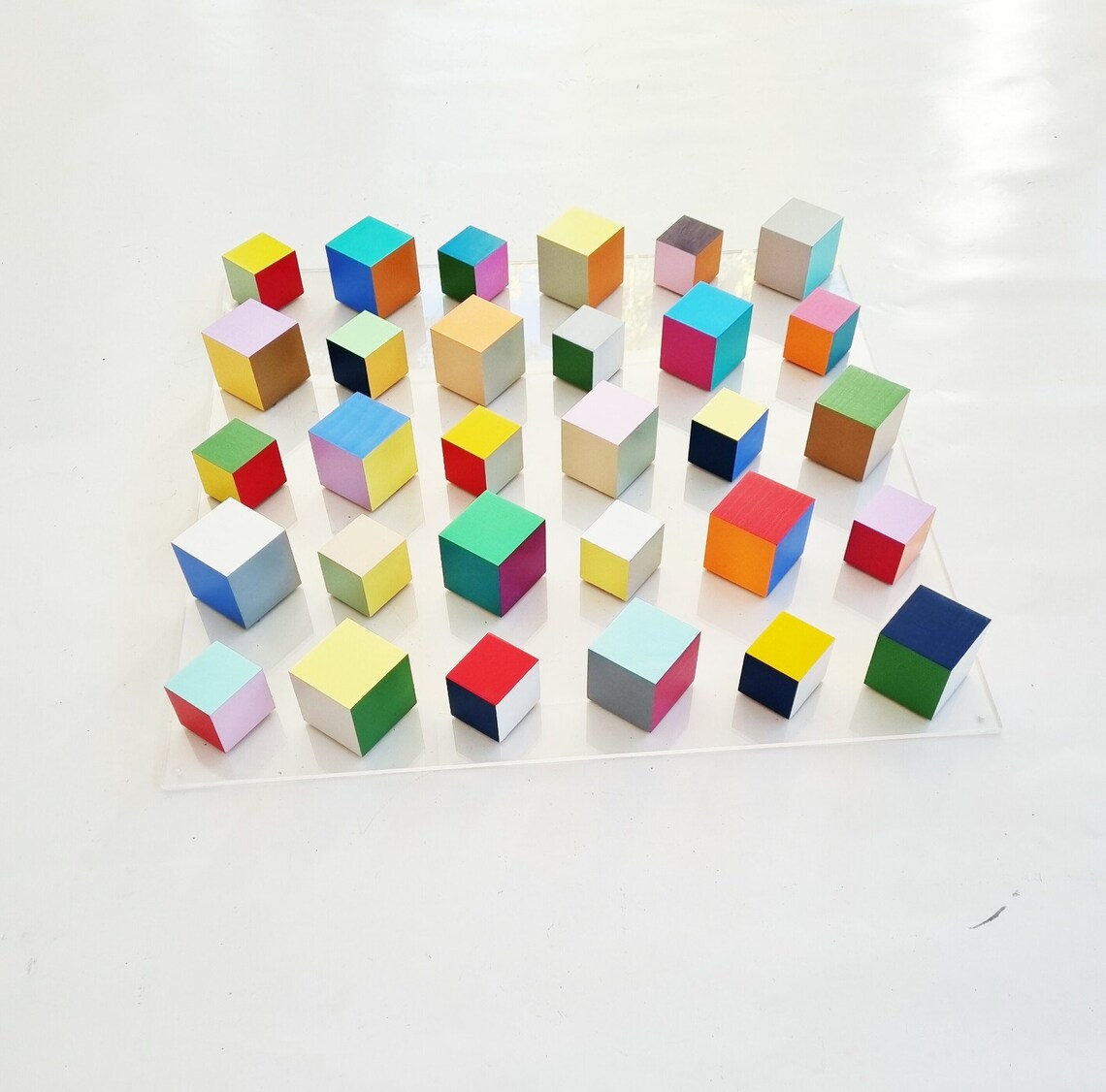Modern and Abstract Wooden Block Art. Hand Painted Geometric Etsy