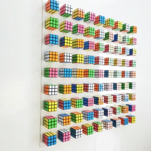 Unique Rubiks Cube wall art. Magic cube puzzle wall piece.Modern 3d sculpture. Retro vintage toy Rubik. This piece is INTERACTIVE© image 3