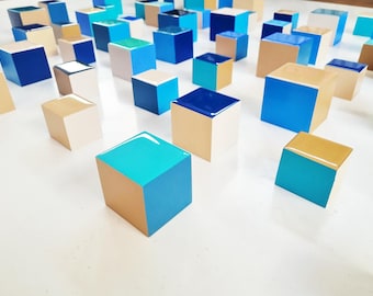 3D Resin Wooden Cube Wall Sculpture: Modern Art Decor, Custom Colors