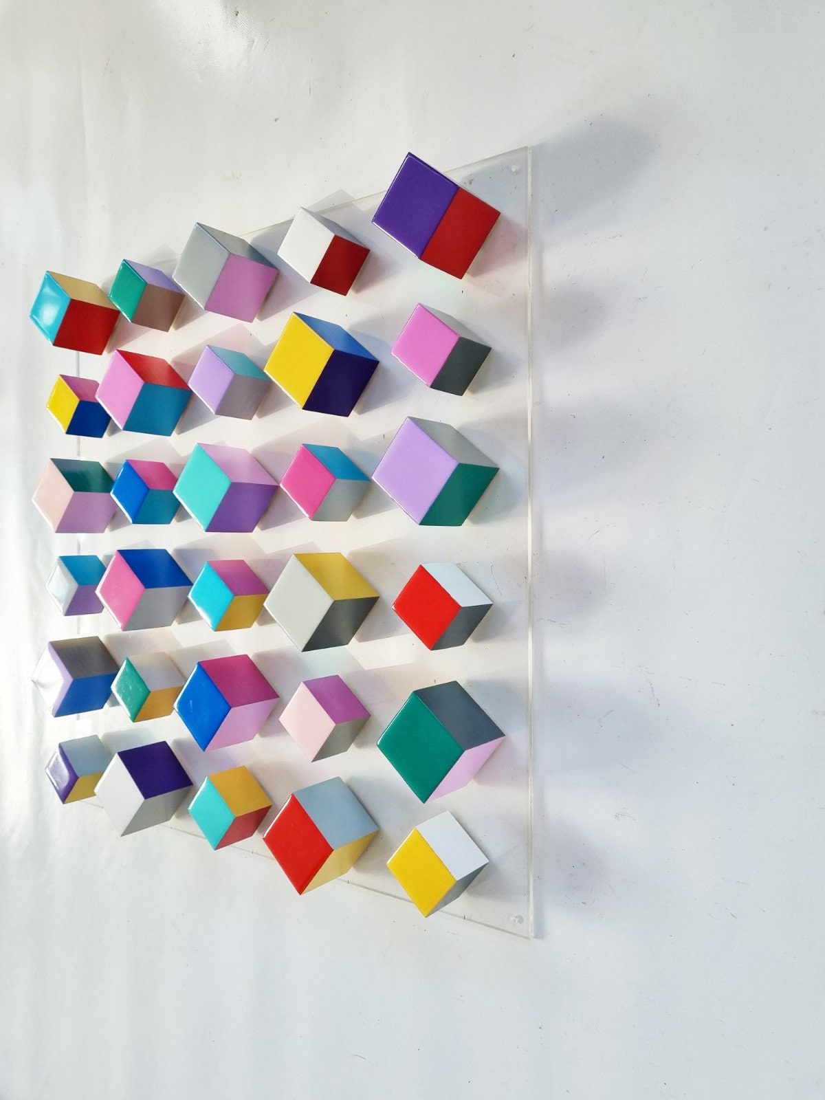 Modern and Unique Wood Wall Art. Geometric Art. Hand Painted