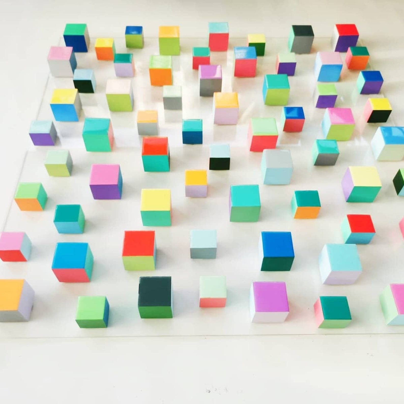 Large Wood Wall Art Cube Art With Resin Finish on Top Face. Etsy