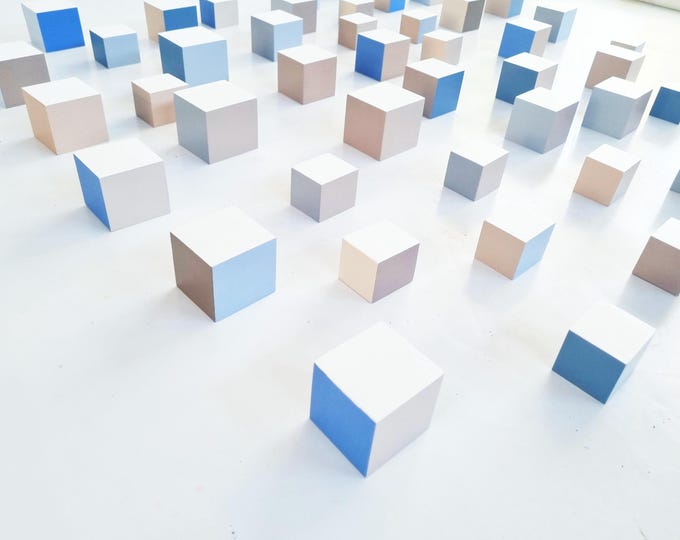 White cube art. Wood wall art, modern decoration. 3D wall art, block art. You can choose the number of wood cubes and sizes ©