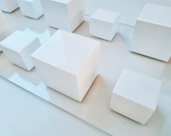 3D Wood Block Wall Art: Resin on Acrylic Panel, Minimalist Decor
